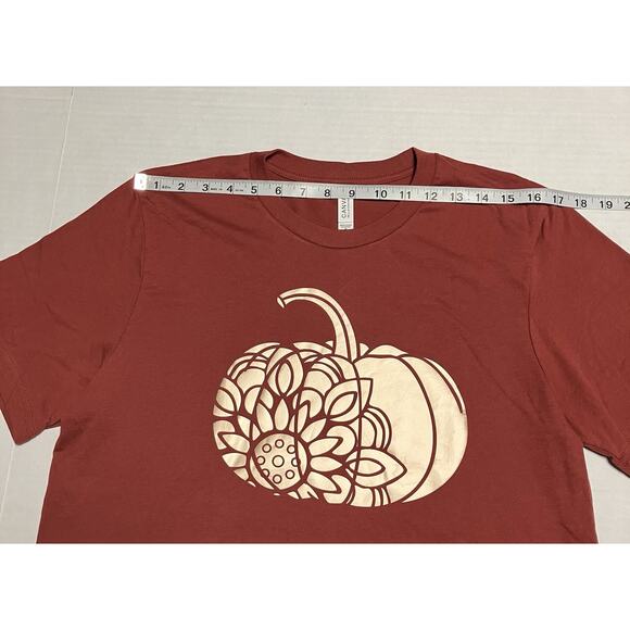 Womens Short Sleeve Tee T-Shirt with HTV Vinyl Gold Pumpkin Brick Red Med NWOT - Picture 6 of 9